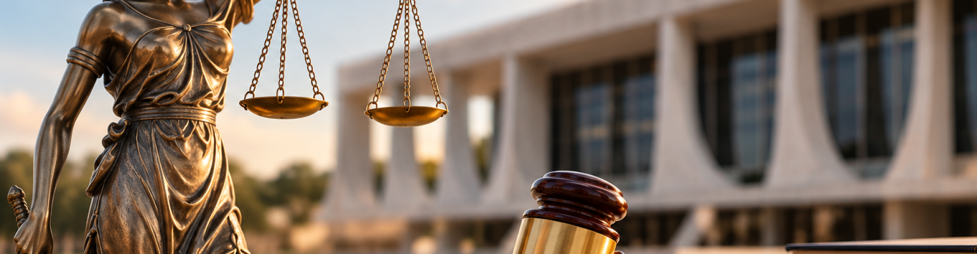 Símbolos da Justiça Diante do Tribunal